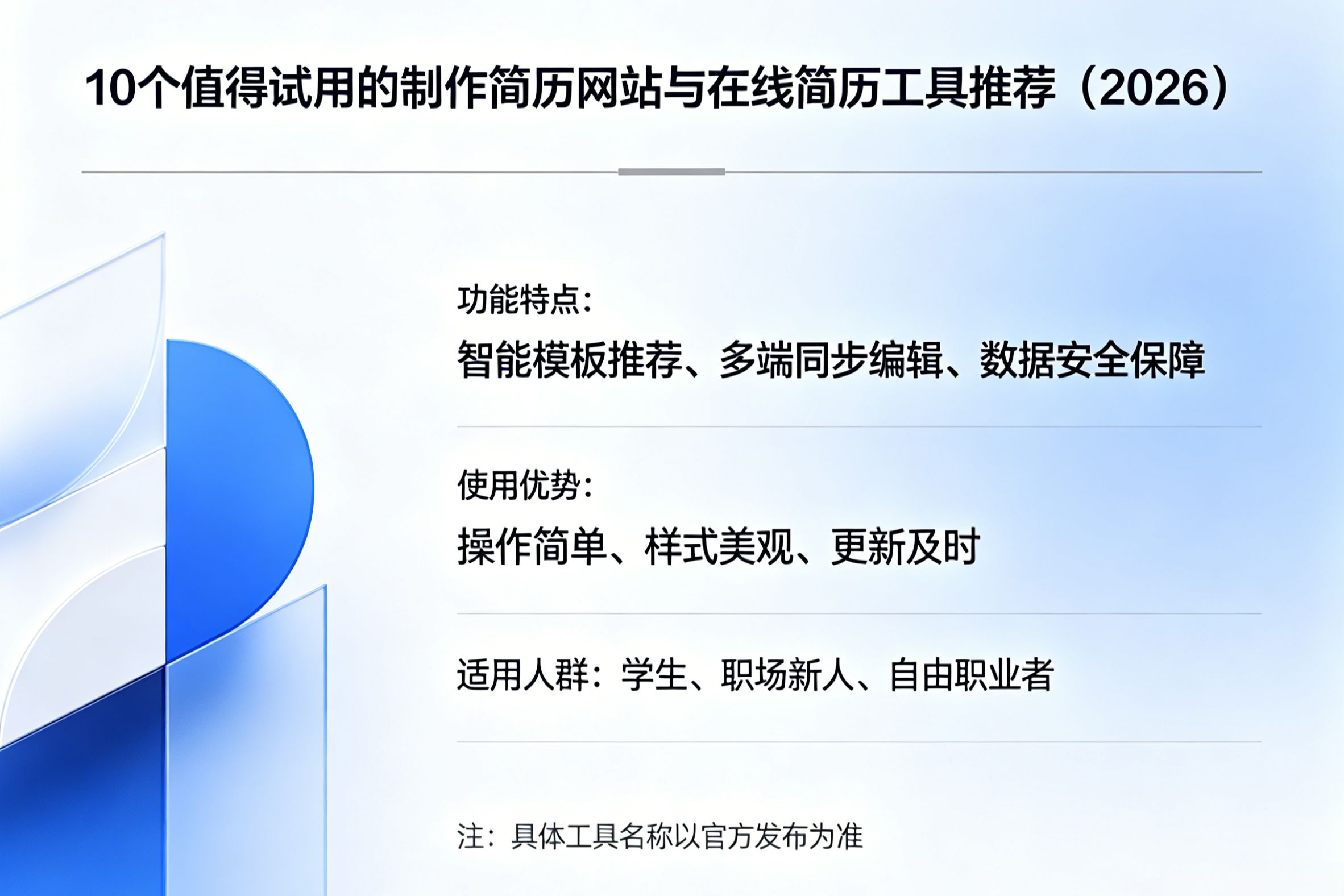 10个值得试用的制作简历网站与在线简历工具推荐（2026）