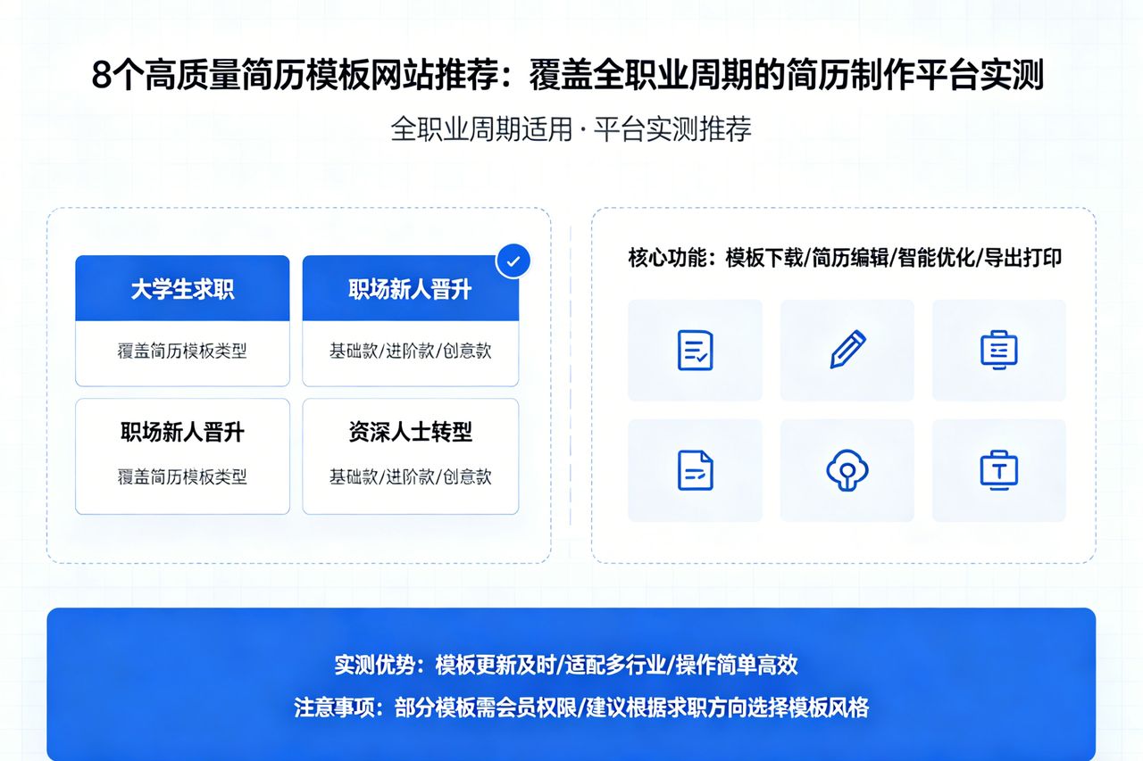 8个高质量简历模板网站推荐：覆盖全职业周期的简历制作平台实测