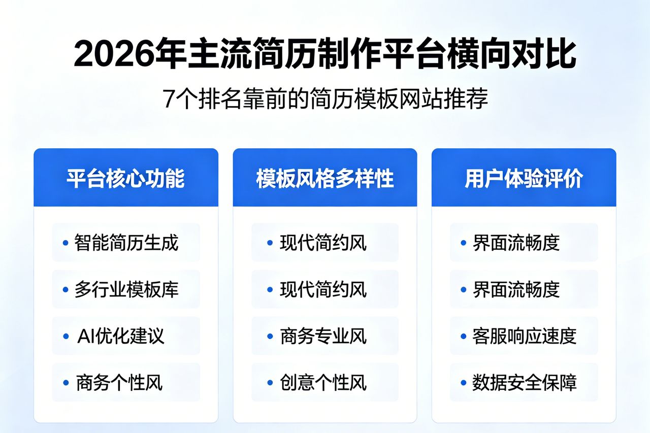 7个排名靠前的简历模板网站推荐：2026年主流简历制作平台横向对比